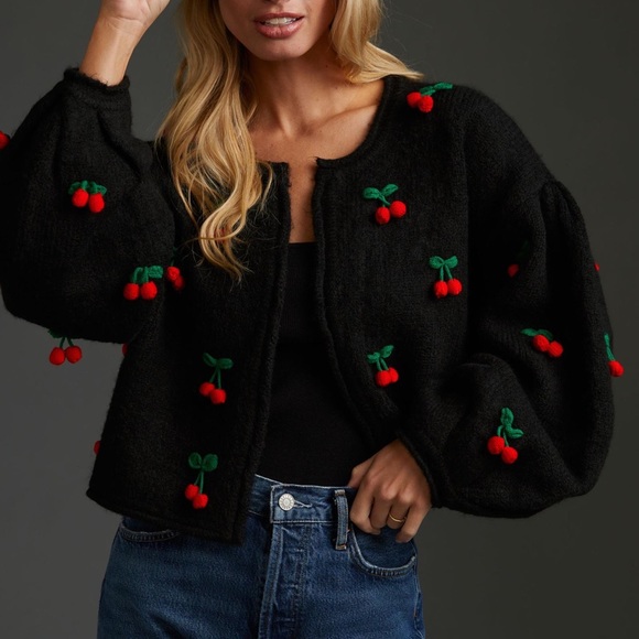 FARM Rio Black Crochet Cherry Cardigan - Picture 6 of 7